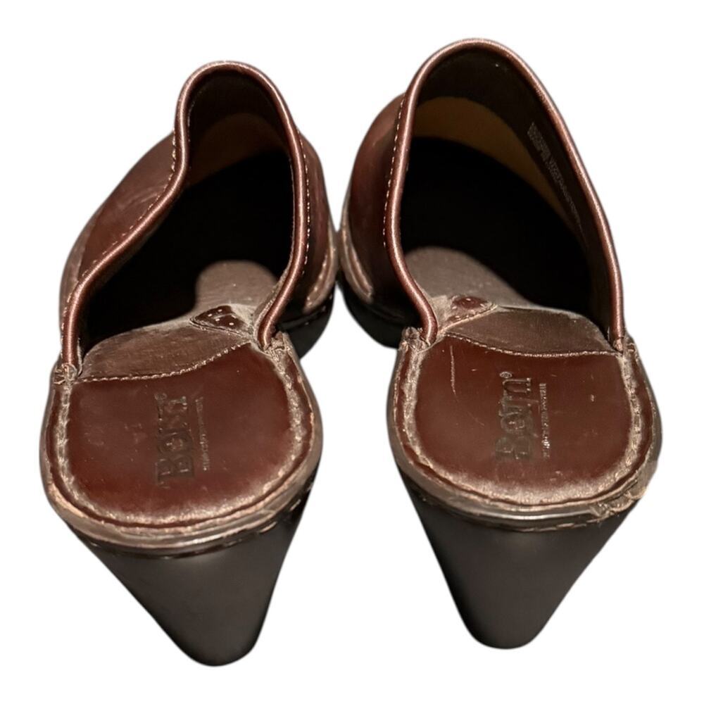 Born Brown Leather Mule Clogs Womens Size 8 EU 39 Slip On Comfort Heeled Shoes - Picture 7 of 10